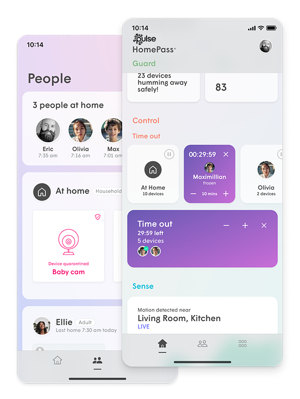 2 Screenshots of the Control features in the HomePass app