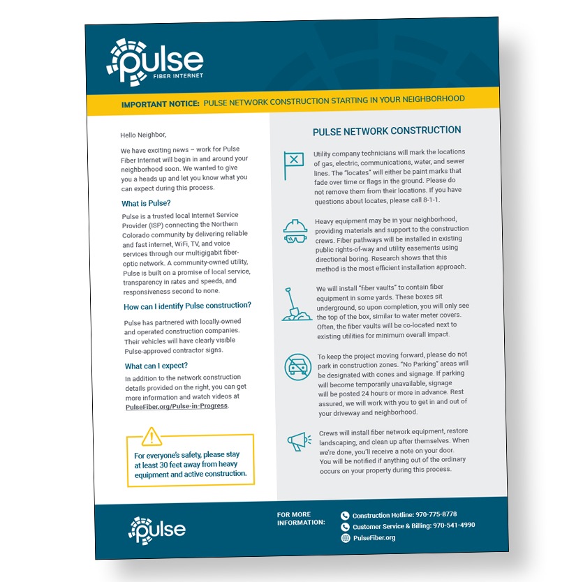 Pulse Construction Introduction Letter Pulse in Progress